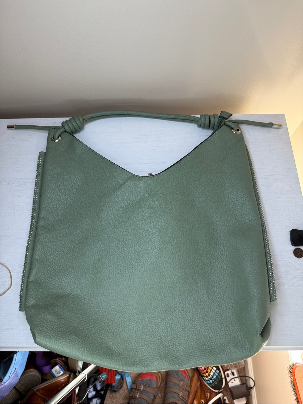Montana West Slouchy Shoulder Bag Knotted Hobo Bag Green - Picture 2 of 15